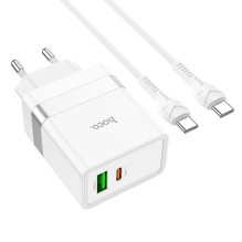 Įkroviklis Hoco N21 USB-A / Type-C PD30W+QC3.0 + Type-C baltas