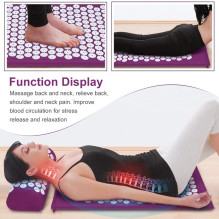 Massage acupressure mat with cushion MM-001 burgundy