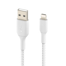 USB kabelis Belkin Boost Charge Braided USB-A to Lightning 1.0m baltas