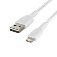 USB kabelis Belkin Boost Charge Braided USB-A to Lightning 1.0m baltas