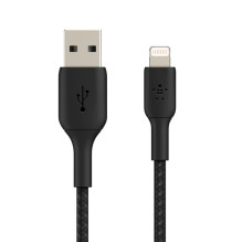 USB kabelis Belkin Boost Charge Braided USB-A to Lightning 1.0m juodas