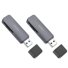 Atminties kortelių skaitytuvas Hoco HB45 2-in-1 USB3.0 pilkas