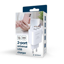 CHARGER USB UNIVERSAL WHITE / 2P TA-UC-2A12-01 GEMBIRD