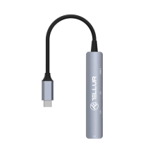 Tellur 4in1 USB-C 3.1 Hub aliuminis, pilka