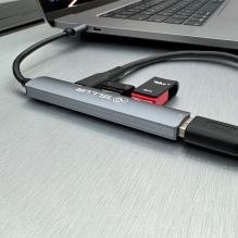 Tellur 4in1 USB-C 3.1 Hub aliuminis, pilka