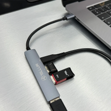 Tellur 4in1 USB-C 3.1 Hub aliuminis, pilka