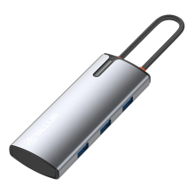 Tellur USB-C šakotuvas, PD 3.0 100W, HDMI, 3xUSB 3.0 pilka