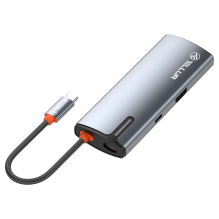 Tellur USB-C šakotuvas, PD 3.0 100W, HDMI, 3xUSB 3.0 pilka