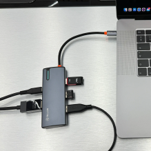 Tellur USB-C šakotuvas, PD 3.0 100W, HDMI, 3xUSB 3.0 pilka