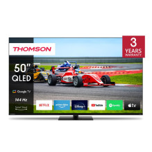 TV Set, THOMSON, 50&quot;, 4K / Smart, QLED, 3840x2160, Wireless LAN, Bluetooth, Google TV, Black, 50QG7C14