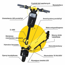 XRIDER MX10 Max elektrinis paspirtukas, App, KERS, 1400W PEAK, DMEGC 18Ah baterija su aktyviu balansu