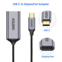 Adapteris Choetech HUB-H11 4K 60Hz USB-C to DisplayPort pilkas