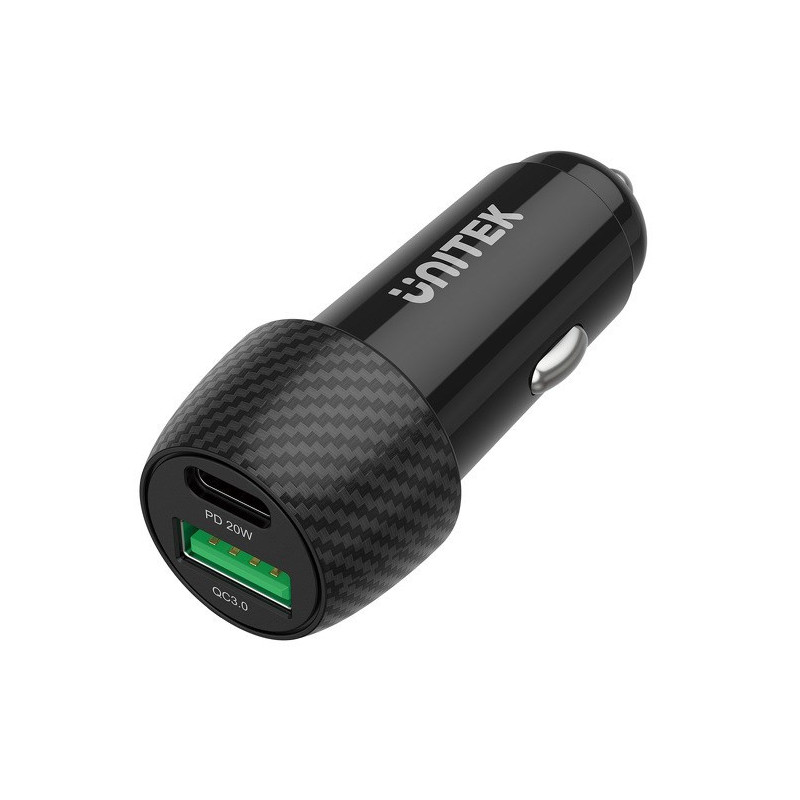 Unitek P1400A automobilinis įkroviklis 38W USB-A USB-C QC 3.0