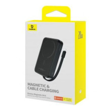 Baseus Baseus Magnetic Mini MagSafe 10000mAh 20W maitinimo blokas su įmontuotu Lightning laidu - juodas + Baseus Simple 