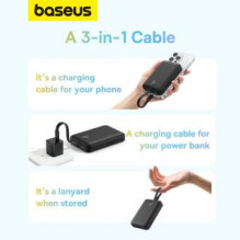 Baseus Baseus Magnetic Mini MagSafe 10000mAh 20W maitinimo blokas su įmontuotu Lightning laidu - juodas + Baseus Simple 