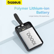 Baseus Baseus Magnetic Mini MagSafe 10000mAh 20W maitinimo blokas su įmontuotu Lightning laidu - juodas + Baseus Simple 