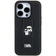 Karl Lagerfeld Karl Lagerfeld Gripstand Saffiano Karl&amp;Choupette Pins case for iPhone 11 / Xr - black