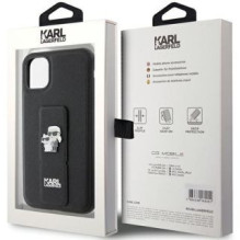 Karl Lagerfeld Karl Lagerfeld Gripstand Saffiano Karl&amp;Choupette Pins case for iPhone 11 / Xr - black