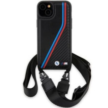 BMW BMW M Edition Carbon Tricolor Lines &amp; Strap case for iPhone 15 / 14 / 13 - black