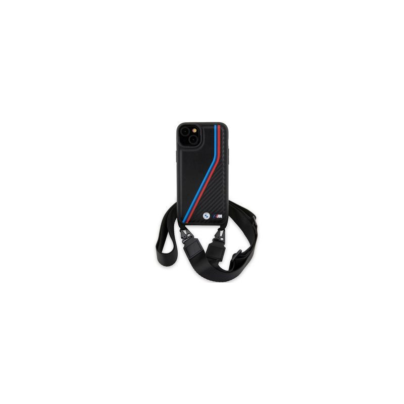 BMW BMW M Edition Carbon Tricolor Lines &amp; Strap case for iPhone 15 / 14 / 13 - black