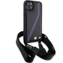 BMW BMW M Edition Carbon Tricolor Lines &amp; Strap case for iPhone 15 / 14 / 13 - black