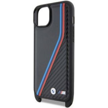 BMW BMW M Edition Carbon Tricolor Lines &amp; Strap case for iPhone 15 / 14 / 13 - black