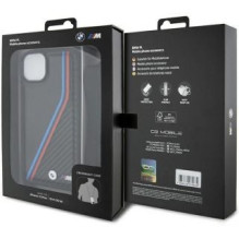 BMW BMW M Edition Carbon Tricolor Lines &amp; Strap case for iPhone 15 / 14 / 13 - black