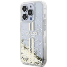 Guess Guess Liquid Glitter Gold Stripes case for iPhone 15 Pro - transparent