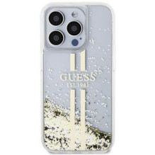 Guess Guess Liquid Glitter Gold Stripes case for iPhone 15 Pro - transparent