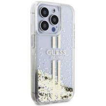 Guess Guess Liquid Glitter Gold Stripes case for iPhone 15 Pro - transparent