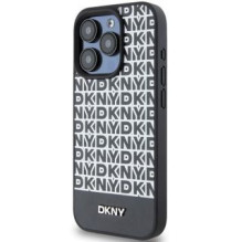 DKNY DKNY Leather Printed Pattern Metal Logo MagSafe Case for iPhone 15 Pro Max - Black