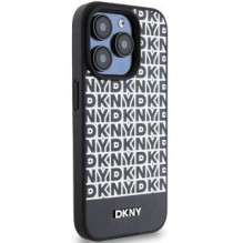 DKNY DKNY Leather Printed Pattern Metal Logo MagSafe Case for iPhone 15 Pro Max - Black