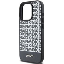 DKNY DKNY Leather Printed Pattern Metal Logo MagSafe Case for iPhone 15 Pro Max - Black