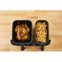 Tefal Dual Easy Fry &amp; Grill EY905D Double 8,3 L Atskira 2700 W karšto oro gruzdintuvė Nerūdijantis plienas