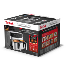 Tefal Dual Easy Fry &amp; Grill EY905D Double 8,3 L Atskira 2700 W karšto oro gruzdintuvė Nerūdijantis plienas