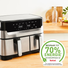 Tefal Dual Easy Fry &amp; Grill EY905D Double 8,3 L Atskira 2700 W karšto oro gruzdintuvė Nerūdijantis plienas