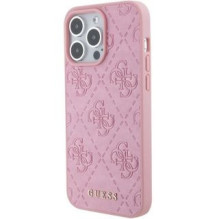 Guess Guess GUHCP15XP4EPMP iPhone 15 Pro Max 6.7&quot; pink / pink hardcase Leather 4G Stamped