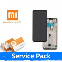 Ekranas skirtas Xiaomi Redmi Note 9S (Note 9 Pro) su rėmeliu / Glacier White / (Service Pack)