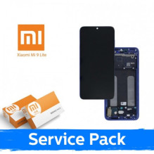 Ekranas skirtas Xiaomi Mi 9 Lite su rėmeliu / Aurora Blue / (Service Pack)