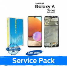 Ekranas skirtas Samsung A325 A32 4G juodas su rėmeliu (Service Pack)