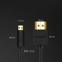 Adapteris Ugreen &quot;4K&quot; juodas (HDMI / micro HDMI) 150cm