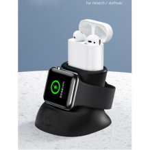 Dėklas USAMS &quot;ZJ051&quot; juodas 2in1 (skirtas iWatch / AirPods įkrovikliams) silikoninis juodas