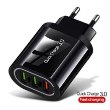 Įkroviklis &quot;QC3.0 Quick Charge&quot; juodas (3xUSB / 3.1A)