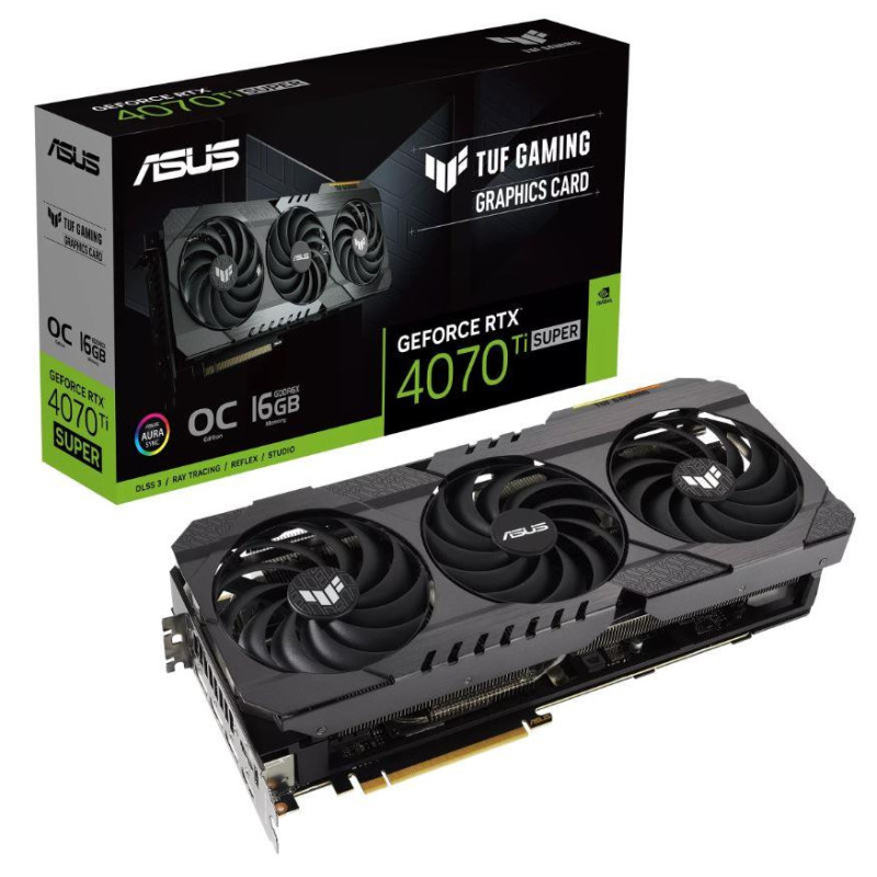 Graphics Card, ASUS, NVIDIA GeForce RTX 4070 Ti SUPER, 16 GB, GDDR6X, 256 bit, PCIE 4.0 16x, Triple slot Fansink, 2xHDMI