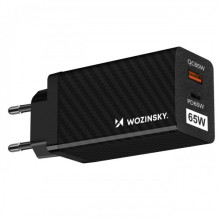 Įkroviklis Wozinsky &quot;GaN&quot; juodas 65W (USB / USB-C)