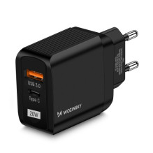 Įkroviklis Wozinsky &quot;GaN&quot; juodas 20W (USB / USB-C)