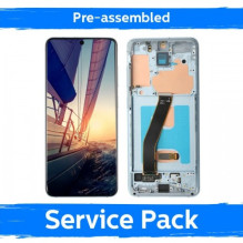 Ekranas skirtas Samsung G980 S20 su rėmeliu / Cloud Blue / (Pre-assembled Service Pack)