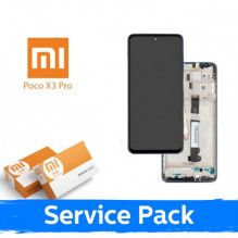 Ekranas skirtas Xiaomi Poco X3 Pro (X3) su rėmeliu / Blue / (Service Pack)