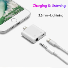 Adapteris ADP15 iš Lightning į Lightning + 3.5mm baltas