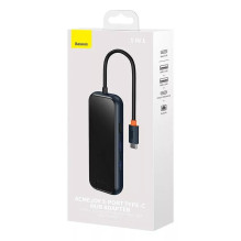 Adapteris Baseus AcmeJoy HUB Type-C to 2xUSB3.0 + USB2.0 + Type-C + RJ45 pilkas WKJZ010113